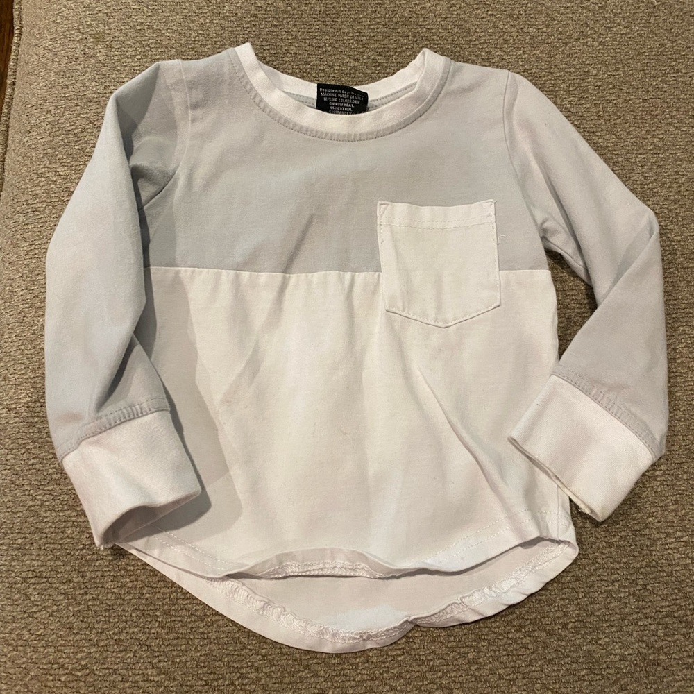 Gray and White Color Block Long Sleeve